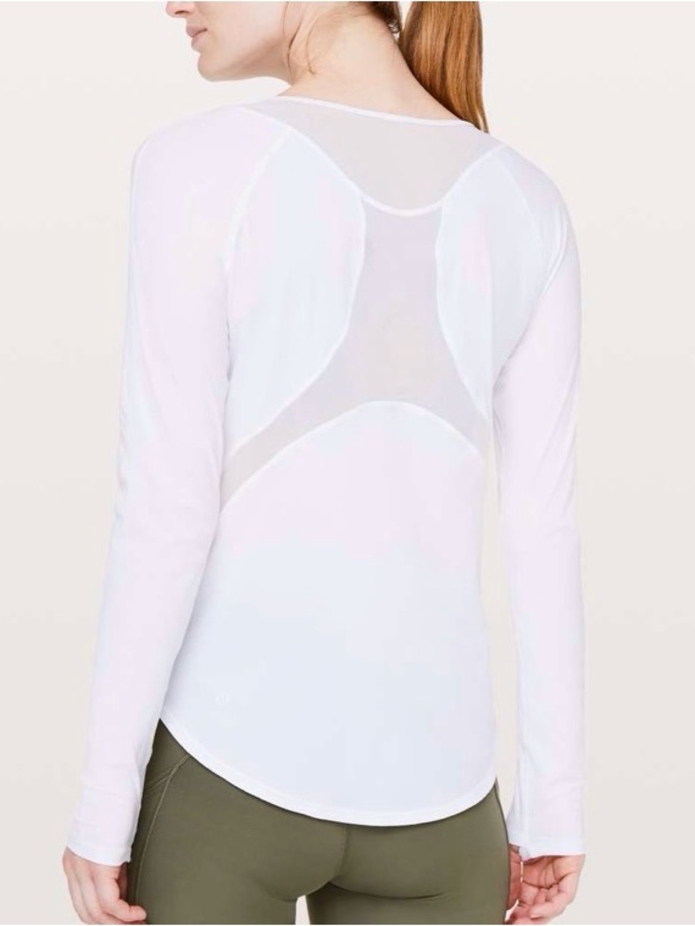 Lululemon Sculpt Sz 14 Long Sleeve Shirt White Mesh Panel Athleisure Breathable